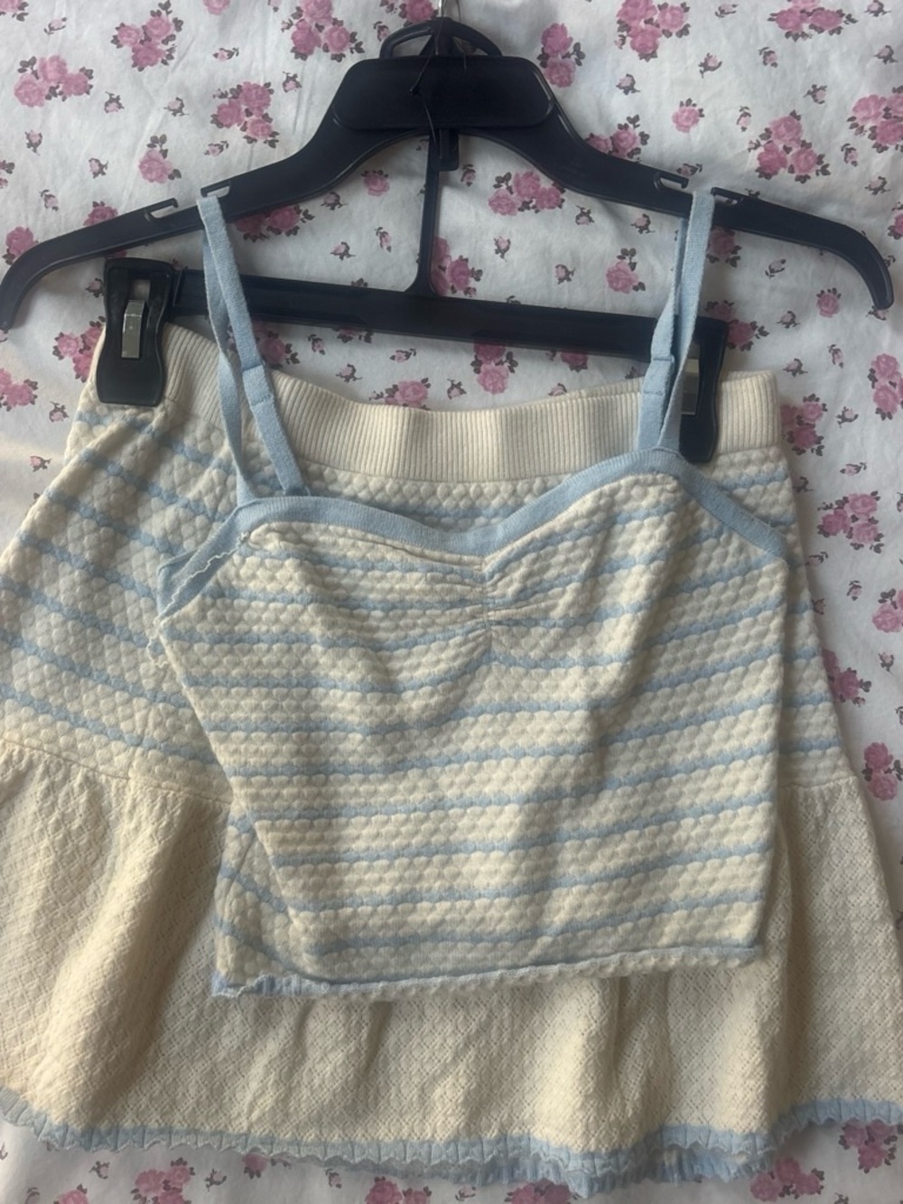 Freshman Light Blue & Cream Striped Knit Cami